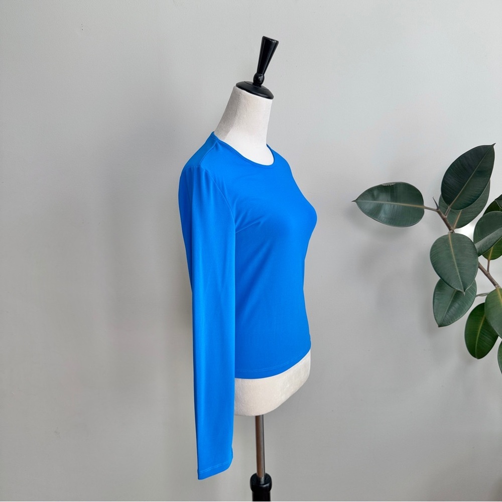 VERSACE Jeans Couture Women’s Blue Long Sleeve Shirt Top Italy Logo Sz M - Picture 2 of 9